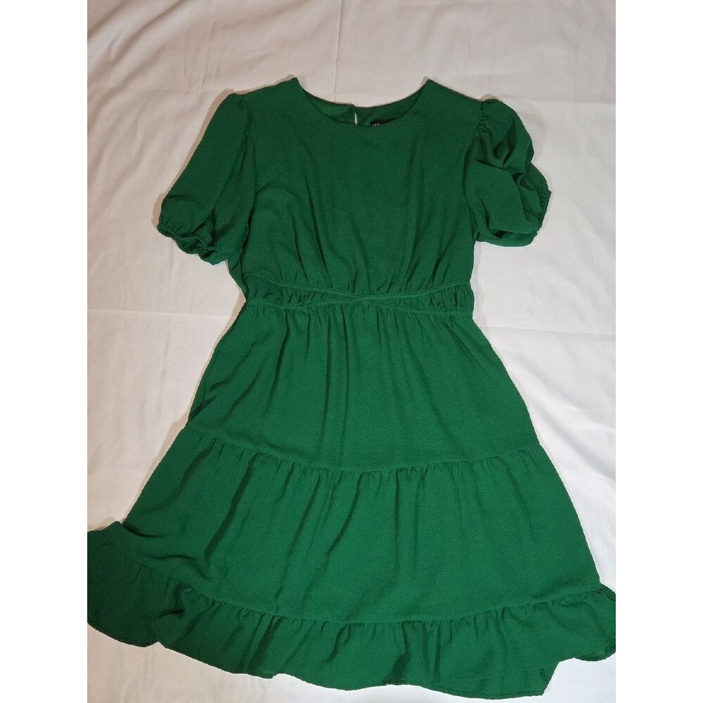 Kate And Lily Size 10 Midi Puffed Sleeve Emerald Green Dress
